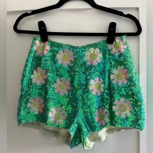 Wildfox White Label Psychedelic Daisies Sequin Shorts